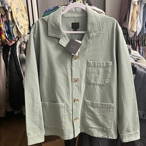 Men's Sage Green Casual Shirt Jacket